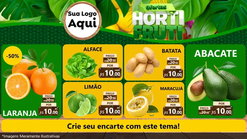 Modelo de TV para TV Horizontal com o tema Ofertas Hortifrúti para Hortifrúti