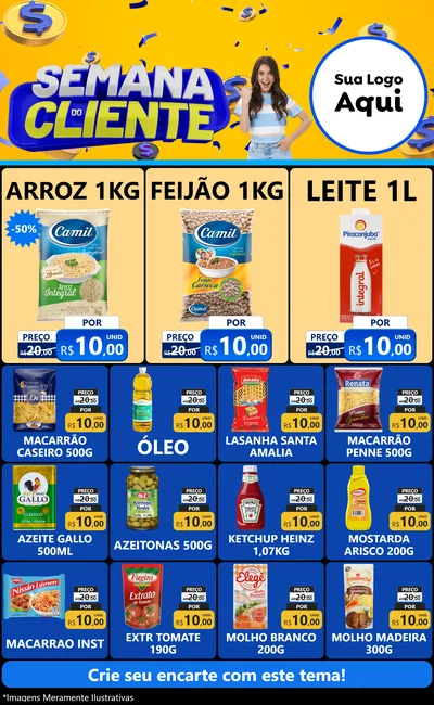 Modelo de Encarte para Encarte Grande com o tema Semana do Cliente para Supermercado