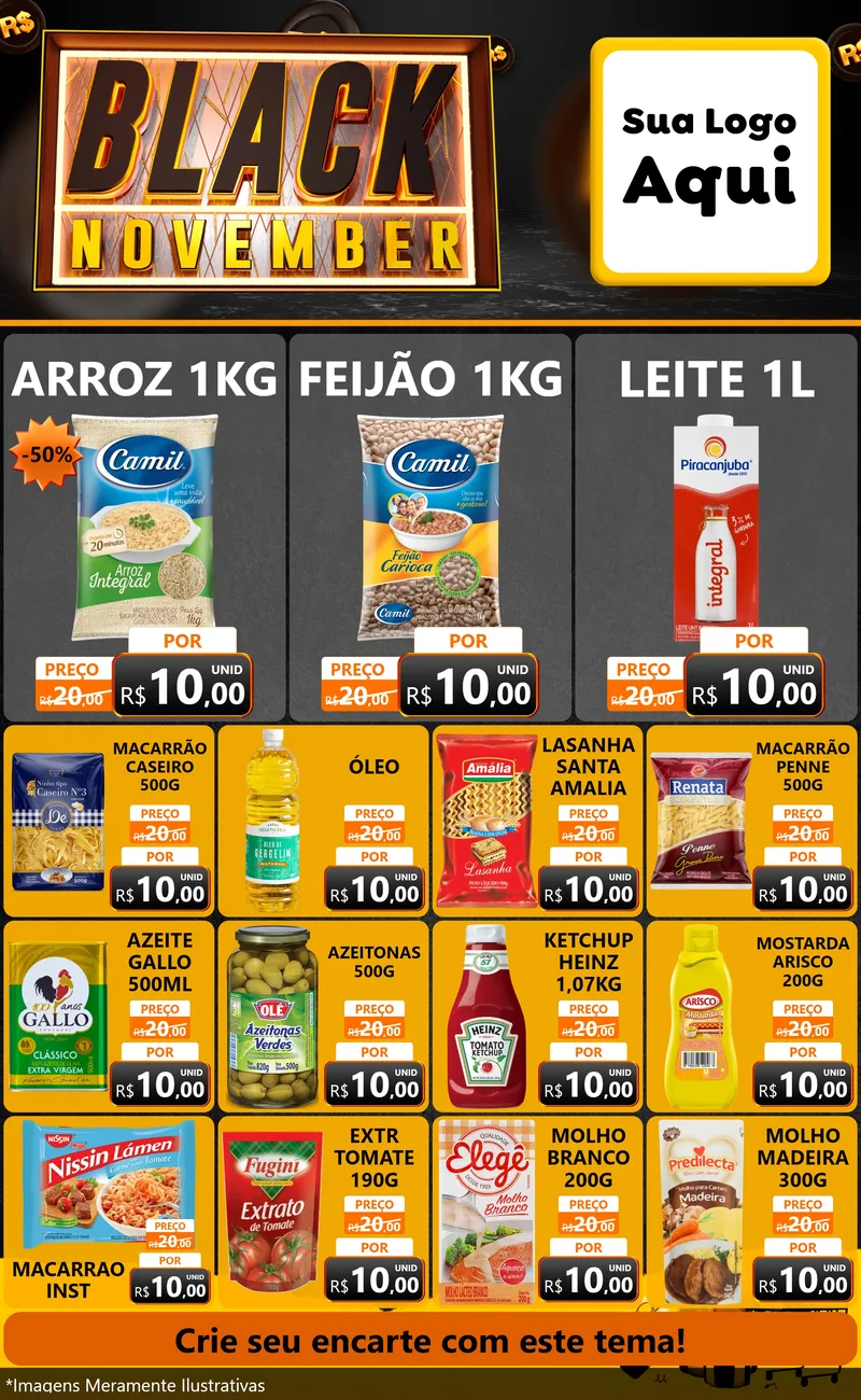 Modelo de Encarte para Encarte Grande com o tema Black November para Supermercado