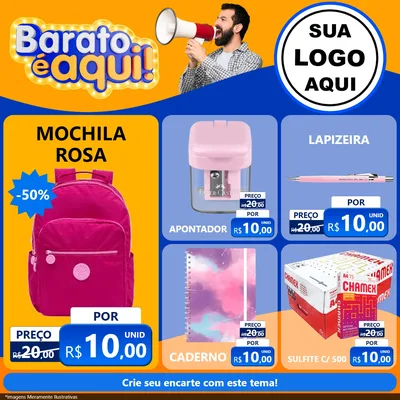 Modelo de Rede Social para Feed Facebook com o tema Barato é aqui para Papelaria