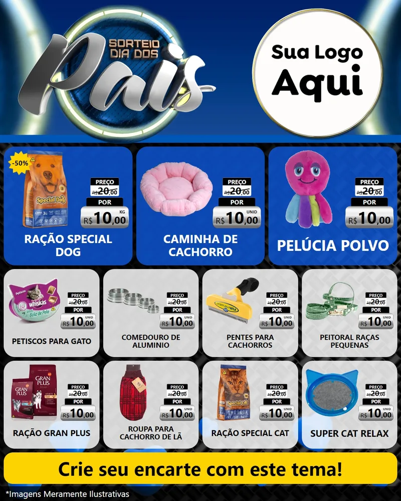 Modelo de Rede Social para Feed Instagram com o tema Sorteio Dia Dos Pais para Pet Shop