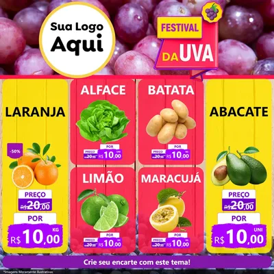 Modelo de Rede Social para Feed Facebook com o tema Festival da Uva para Hortifrúti