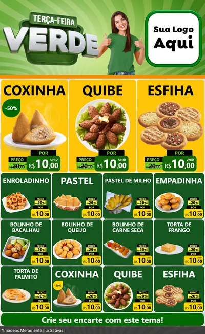 Modelo de Encarte para Encarte Grande com o tema Terça - Feira Verde para Salgadaria