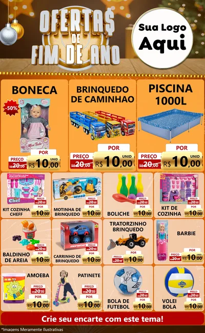 Modelo de Encarte para Encarte Grande com o tema Ofertas de Fim de Ano para Brinquedos