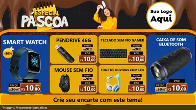 Modelo de TV para TV Horizontal com o tema Especial Páscoa para Informática