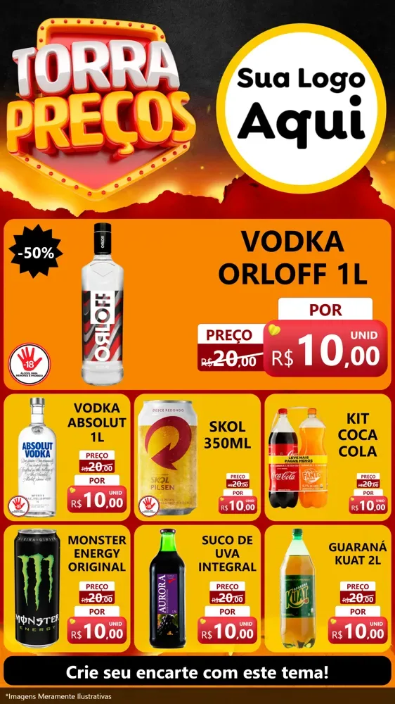 Modelo de Rede Social para Stories com o tema Torra Preços para Distribuidora de bebidas