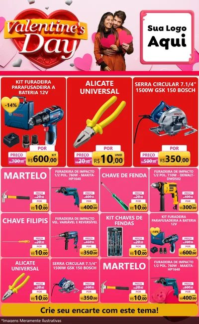 Modelo de Encarte para Encarte Grande com o tema Valentine's Day para Maquinas e Ferramentas