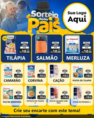 Modelo de Rede Social para Feed Instagram com o tema Sorteio Dia Dos Pais para Peixaria