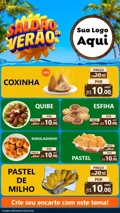 Modelo de TV para TV Vertical com o tema Saldão de Verão para Salgadaria