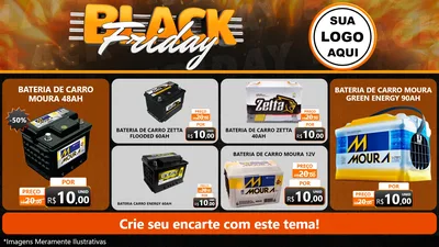 Modelo de TV para TV Horizontal com o tema Black Friday para Baterias Elétricas
