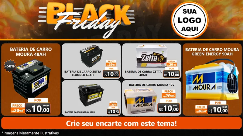 Modelo de TV para TV Horizontal com o tema Black Friday para Baterias Elétricas