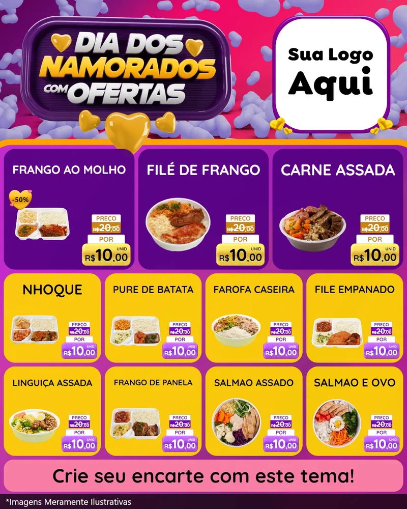 Modelo de Rede Social para Feed Instagram com o tema Dia Dos Namorados Com Ofertas para Restaurante