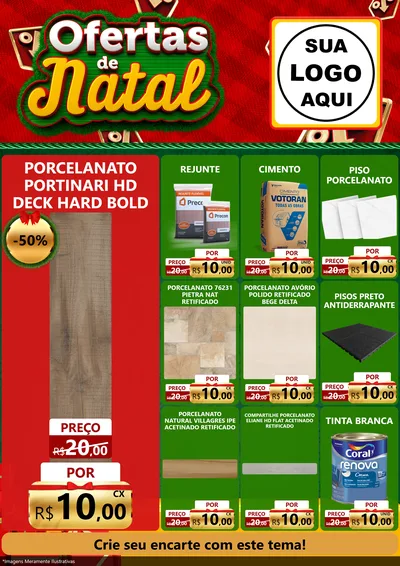 Modelo de Encarte para Encarte A4 Vertical com o tema Ofertas de Natal para Pisos e revestimentos