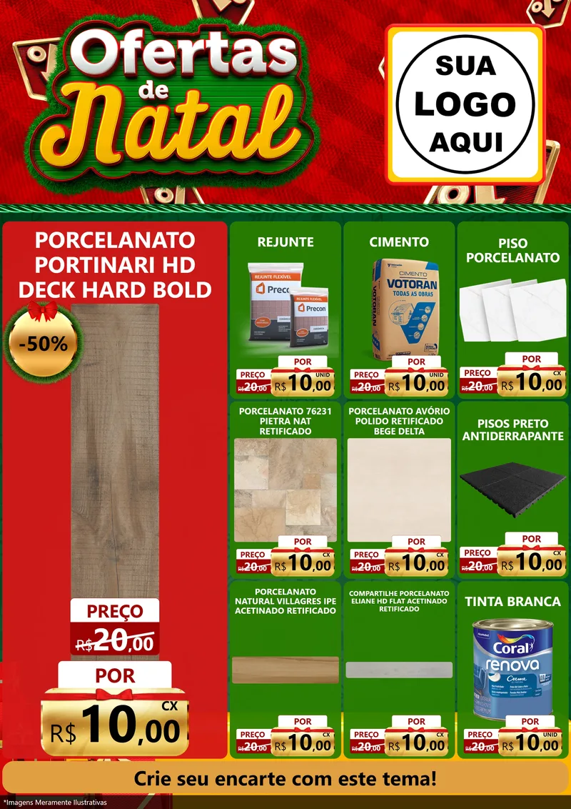 Modelo de Encarte para Encarte A4 Vertical com o tema Ofertas de Natal para Pisos e revestimentos