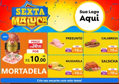 Modelo de Encarte para Encarte A4 Horizontal com o tema Sexta Maluca para Frios e Laticínios