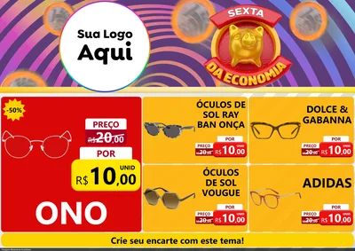 Modelo de Encarte para Encarte A4 Horizontal com o tema Sexta da Economia para Óticas
