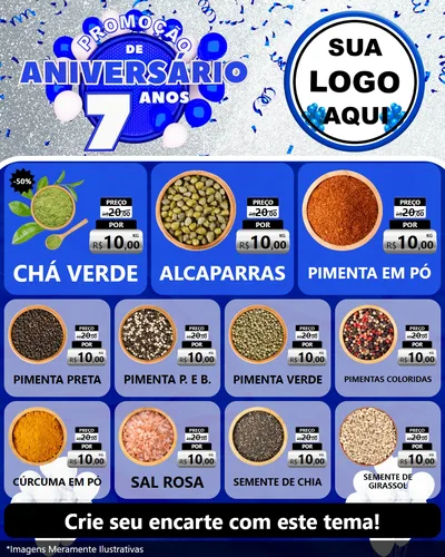 Modelo de Rede Social para Feed Instagram com o tema Promoção de Aniversário - 7 Anos para Produtos Naturais