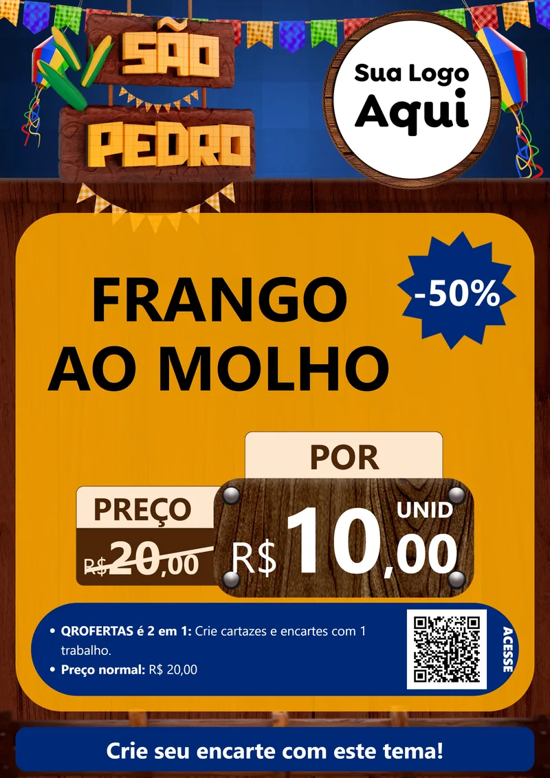 Modelo de Cartaz para Cartaz A4 Vertical com o tema São Pedro para Restaurante