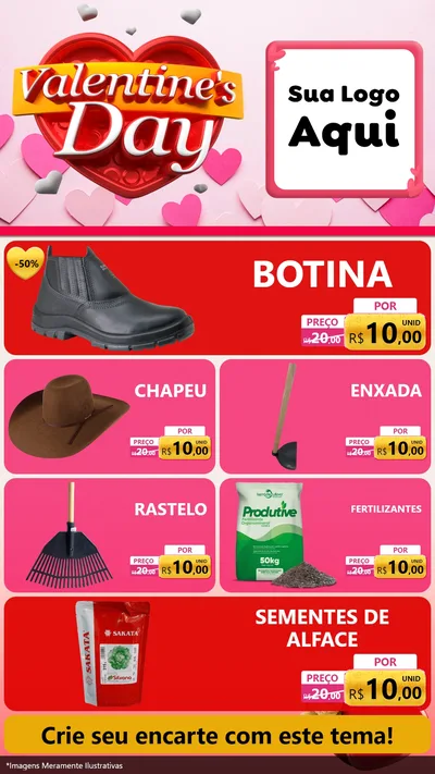 Modelo de TV para TV Vertical com o tema Valentine's Day para Agropecuária