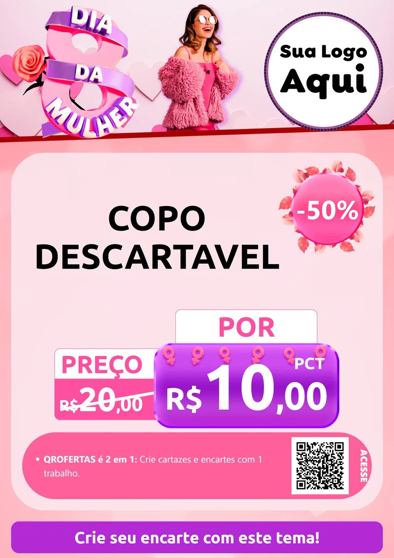 Modelo de Cartaz para Cartaz A4 Vertical com o tema Dia da Mulher para Embalagens