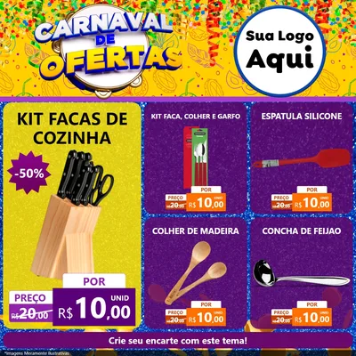 Modelo de Rede Social para Feed Facebook com o tema Carnaval de Ofertas para Utilidades Domésticas