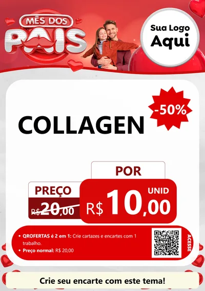 Modelo de Cartaz para Cartaz A4 Vertical com o tema Mês dos Pais para Suplementos alimentares