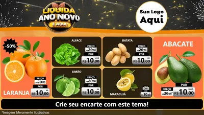 Modelo de TV para TV Horizontal com o tema Liquida Ano Novo É Aqui! para Hortifrúti