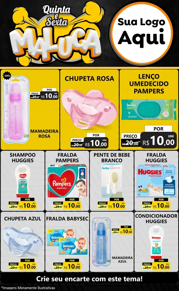 Modelo de Encarte para Encarte Grande com o tema Quinta e Sexta Maluca para Bebês
