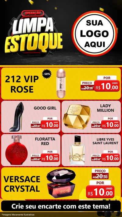 Modelo de TV para TV Vertical com o tema Operação Limpa Estoque para Perfumes