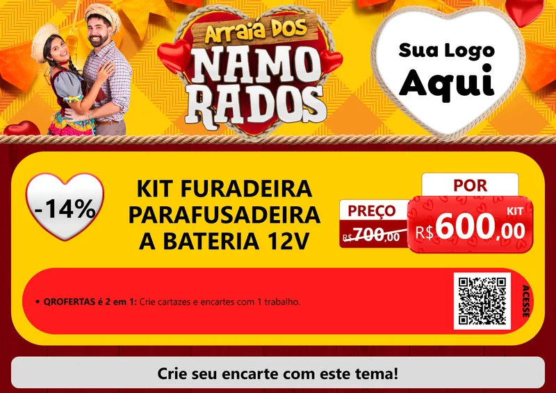 Modelo de Cartaz para Cartaz A4 Horizontal com o tema Arraiá dos Namorados para Maquinas e Ferramentas