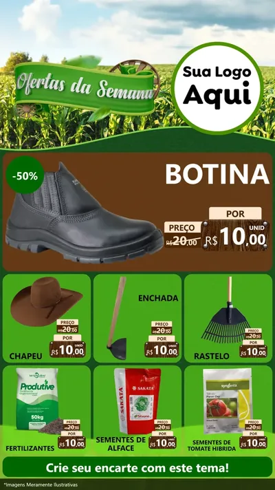 Modelo de Rede Social para Stories com o tema Ofertas da Semana para Agropecuária