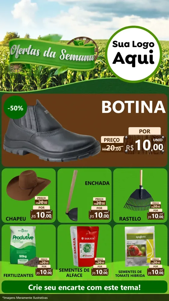 Modelo de Rede Social para Stories com o tema Ofertas da Semana para Agropecuária