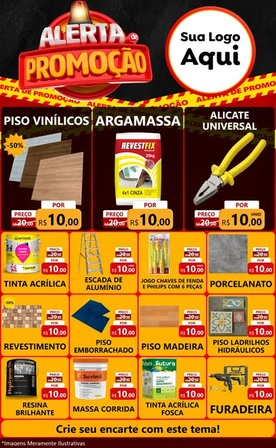 Modelo de Encarte para Encarte Grande com o tema Alerta de Promoção para Material para Construção