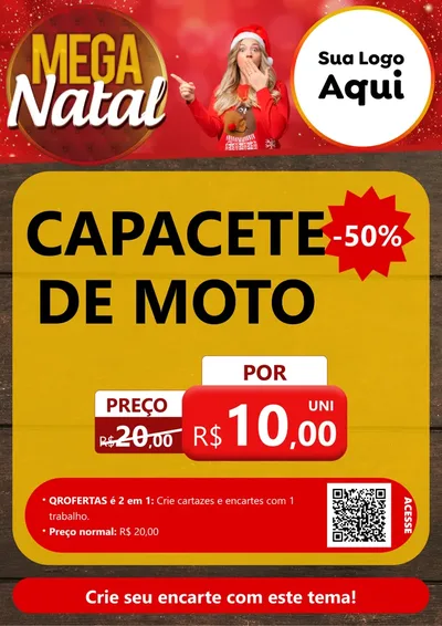 Modelo de Cartaz para Cartaz A4 Vertical com o tema Mega Natal para Moto peças