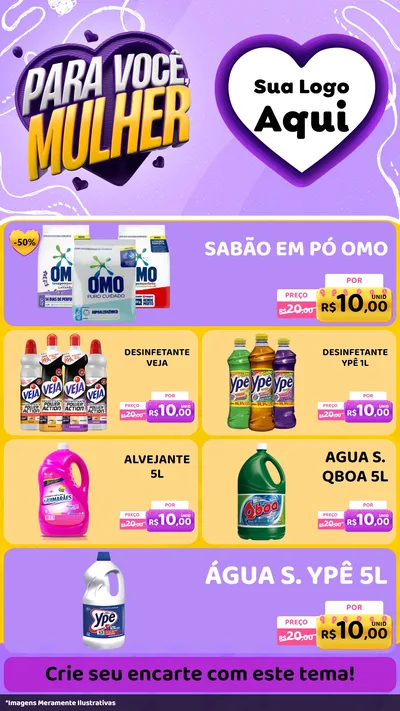 Modelo de TV para TV Vertical com o tema Para Você, Mulher para Produtos de Limpeza