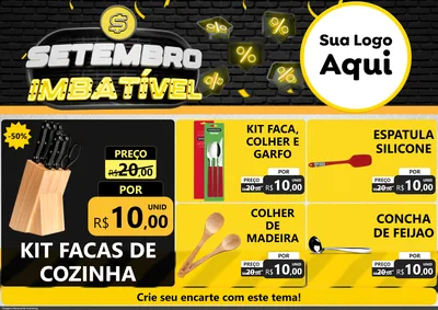Modelo de Encarte para Encarte A4 Horizontal com o tema Setembro Imbatível para Utilidades Domésticas