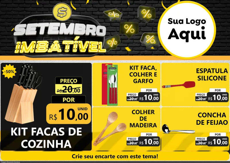 Modelo de Encarte para Encarte A4 Horizontal com o tema Setembro Imbatível para Utilidades Domésticas