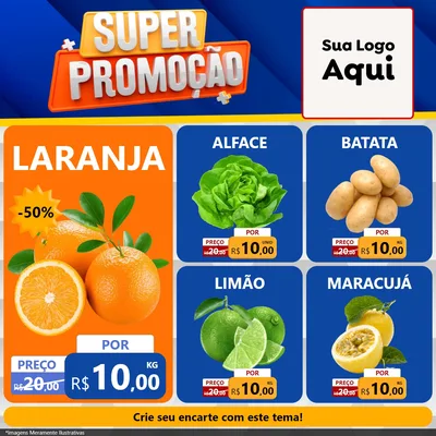 Modelo de Rede Social para Feed Facebook com o tema Super Promoção para Hortifrúti