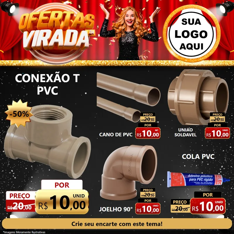 Modelo de Rede Social para Feed Facebook com o tema Ofertas da Virada para Tubos e conexões