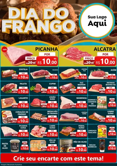 Modelo de Encarte para Encarte A4 Vertical com o tema Dia Do Frango para Açougue