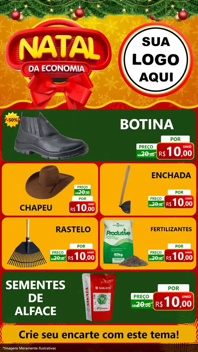 Modelo de TV para TV Vertical com o tema Natal da Economia para Agropecuária