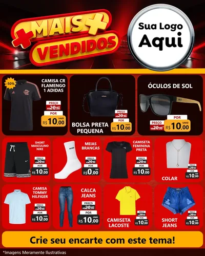 Modelo de Rede Social para Feed Instagram com o tema Mais Vendidos para Roupas e acessórios