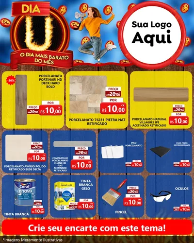 Modelo de Rede Social para Feed Instagram com o tema Dia U - O Dia Mais Barato Do Mês para Pisos e revestimentos