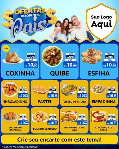 Modelo de Rede Social para Feed Instagram com o tema Ofertas do Dia dos Pais para Salgadaria
