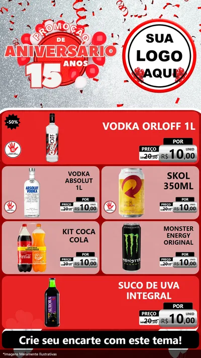 Modelo de TV para TV Vertical com o tema Promoção de Aniversário - 15 Anos para Distribuidora de bebidas