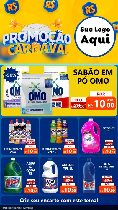 Modelo de Rede Social para Stories com o tema Promoção de Carnaval para Produtos de Limpeza
