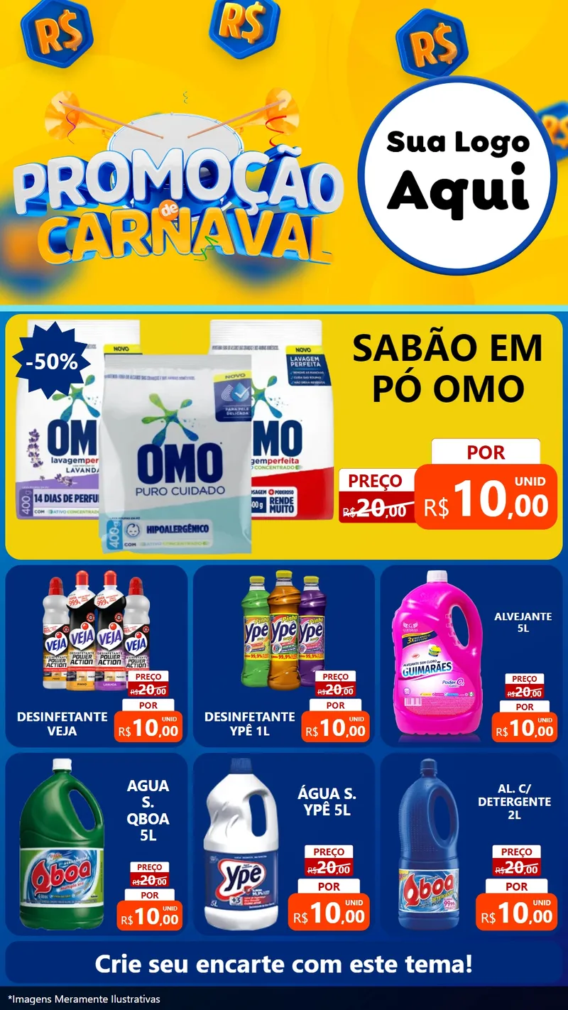 Modelo de Rede Social para Stories com o tema Promoção de Carnaval para Produtos de Limpeza