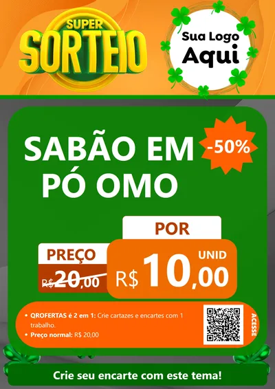 Modelo de Cartaz para Cartaz A4 Vertical com o tema Super Sorteio para Produtos de Limpeza