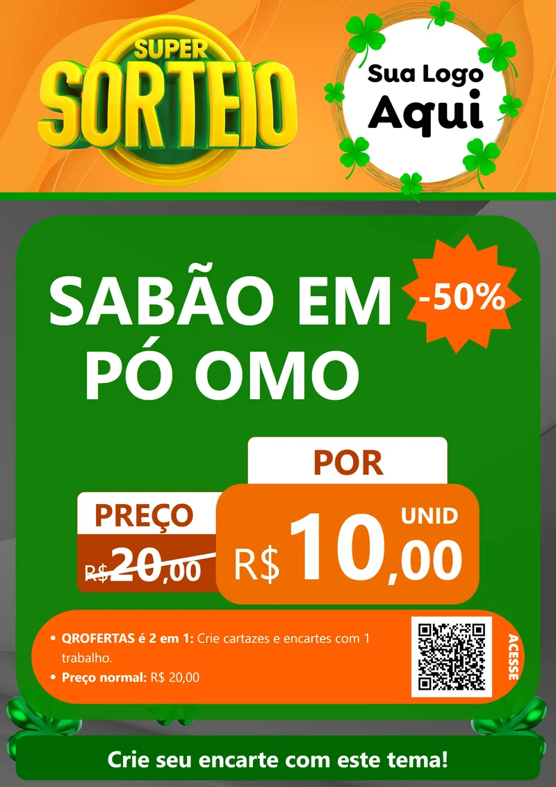 Modelo de Cartaz para Cartaz A4 Vertical com o tema Super Sorteio para Produtos de Limpeza