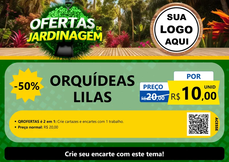 Modelo de Cartaz para Cartaz A4 Horizontal com o tema Ofertas de Jardinagem para Floricultura e jardim